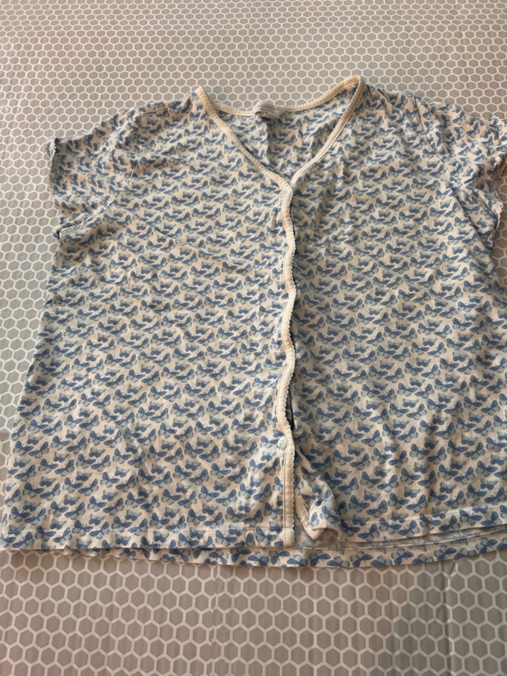 Charter Club Blue Butterfly Cotton Pajama Loungewear Set Size XL - Picture 2 of 5